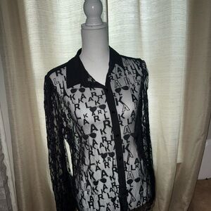 Karl Lagerfeld Black and White Logo Blouse